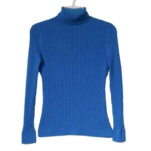 Talbots Perfect Blue Ribbed Turtleneck Long Sleeve Sweater S